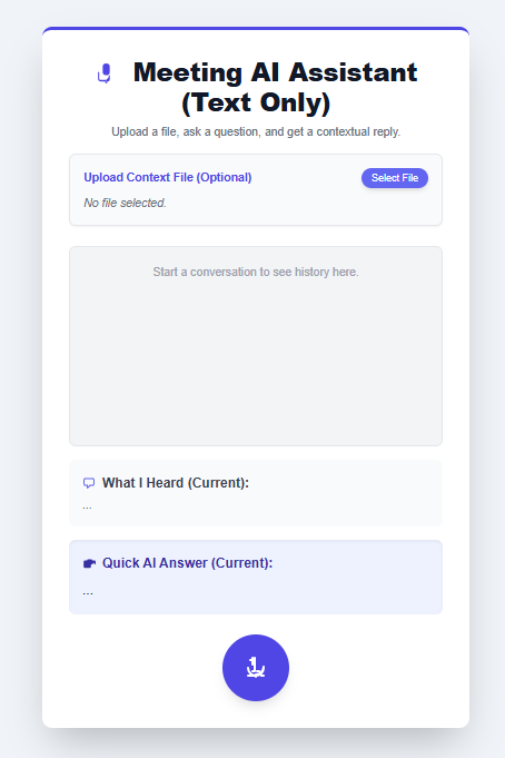 Meet.AI assistant ready to start a new session