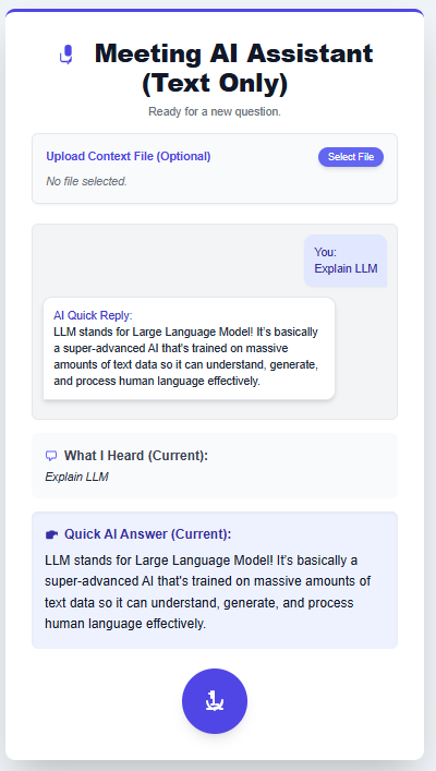 Meet.AI assistant returning a quick AI reply