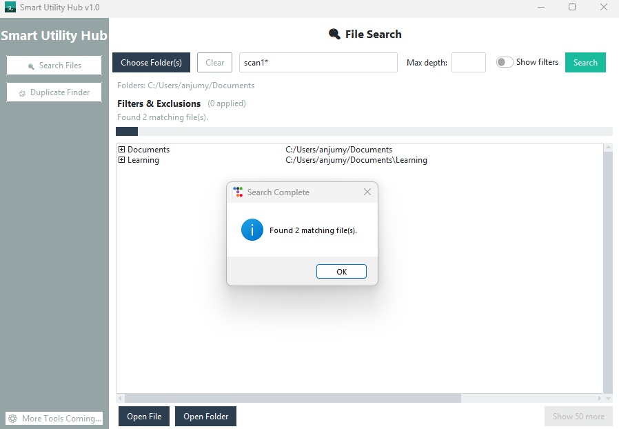 Smart Utility Hub search results list